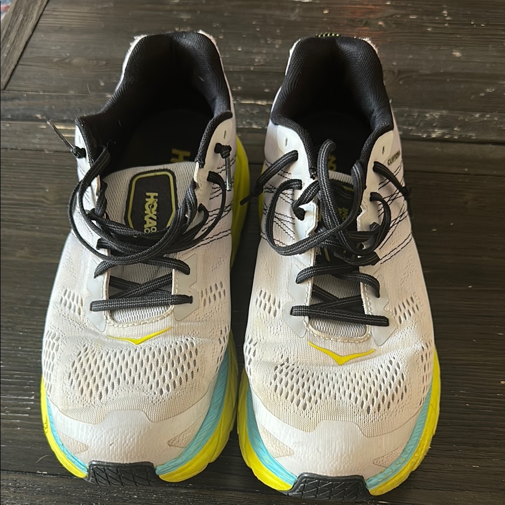 Hoka White and Yellow Running Shoes
